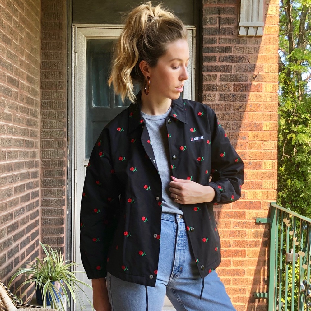 X-girl Rose Embroidered Coach Jacket - Picture 1 of 10